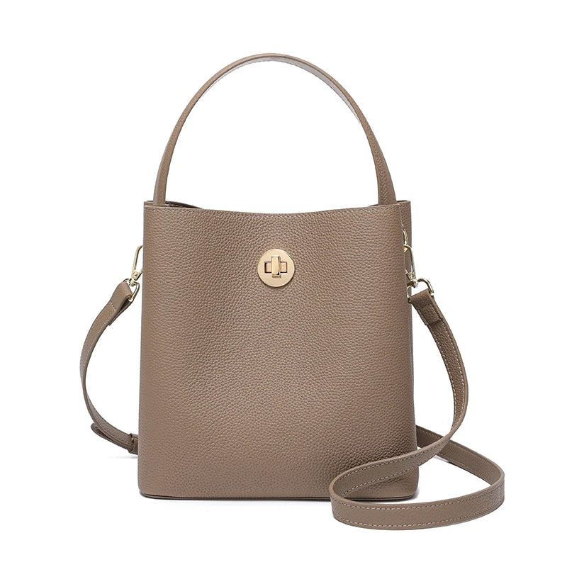 Milano Celeste Leather Bucket Tote