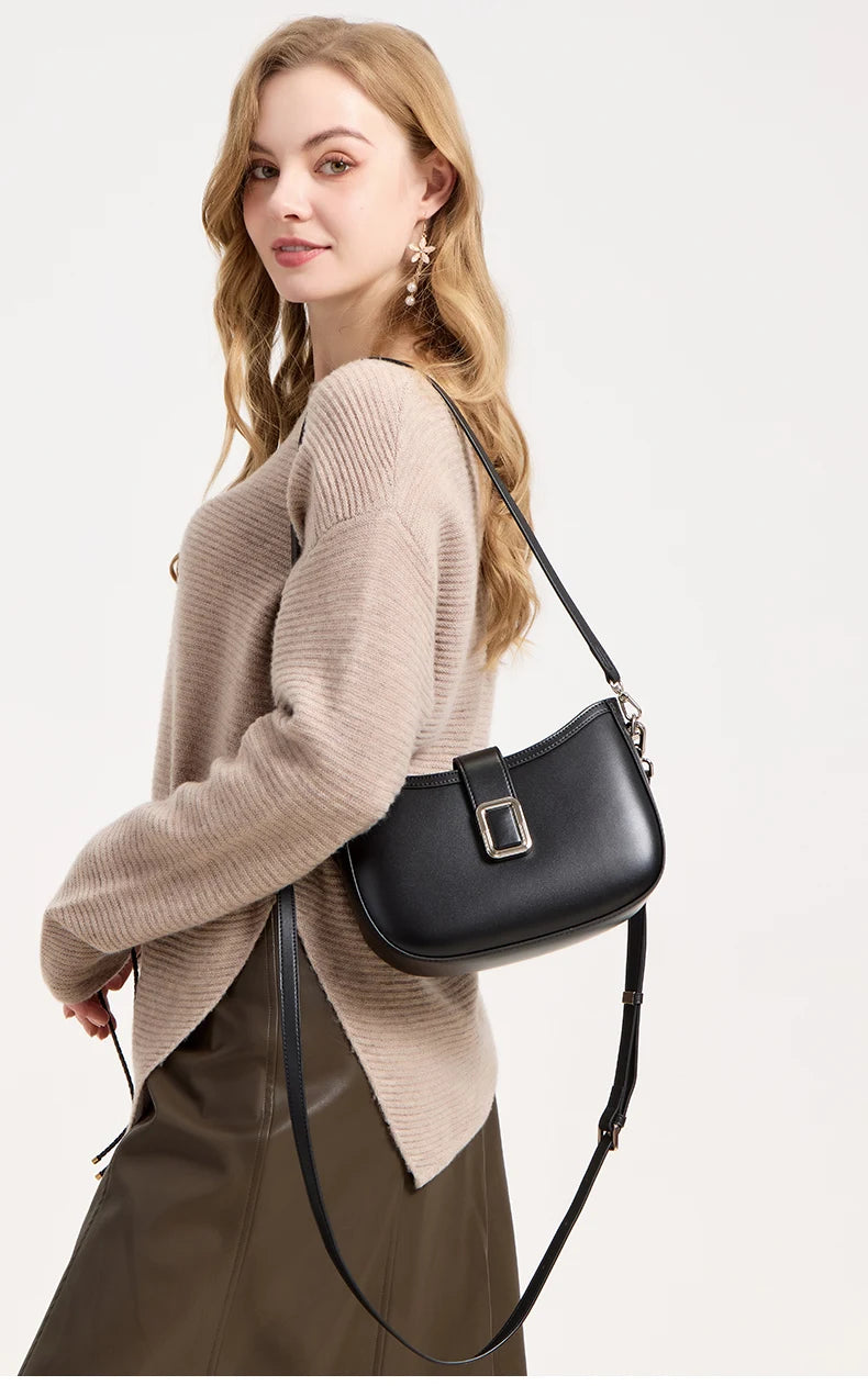 Paris Elise Leather Saddle Bag