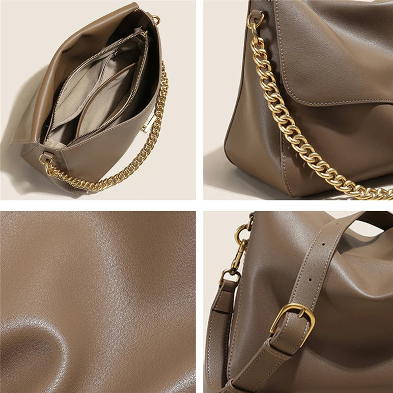 Monaco Celeste Chain Leather Satchel