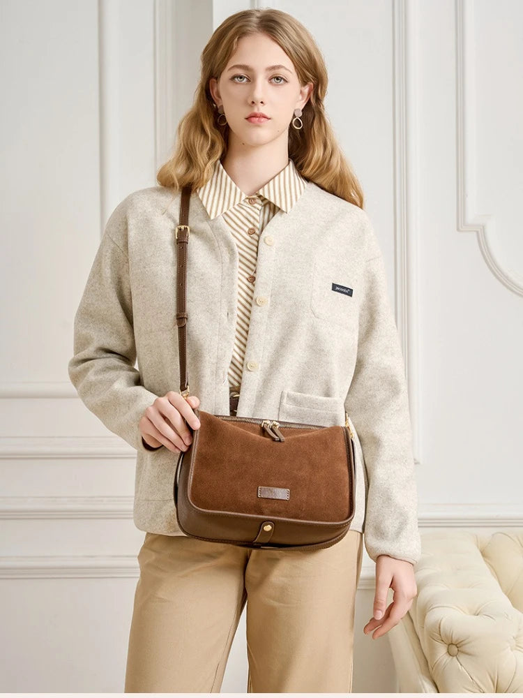 Camilla Camel Suede Flap Bag