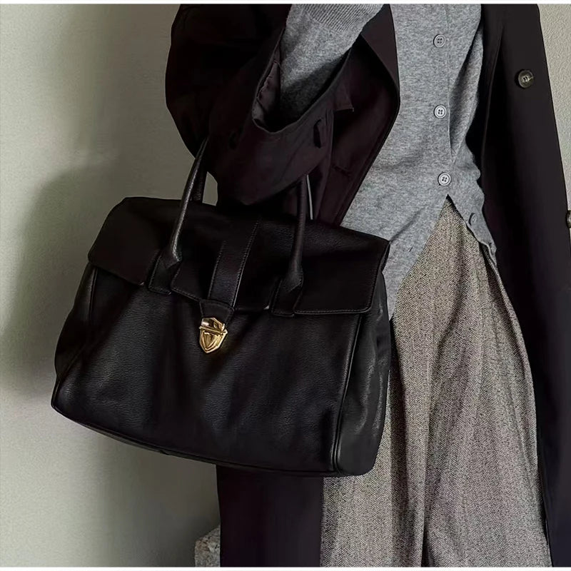 Noir Executive Lock Briefcase Tote