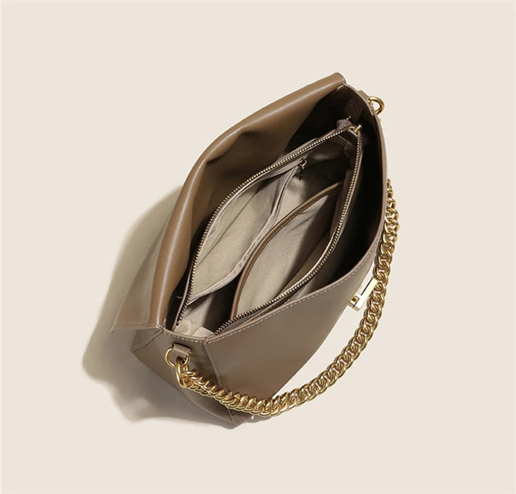 Monaco Celeste Chain Leather Satchel