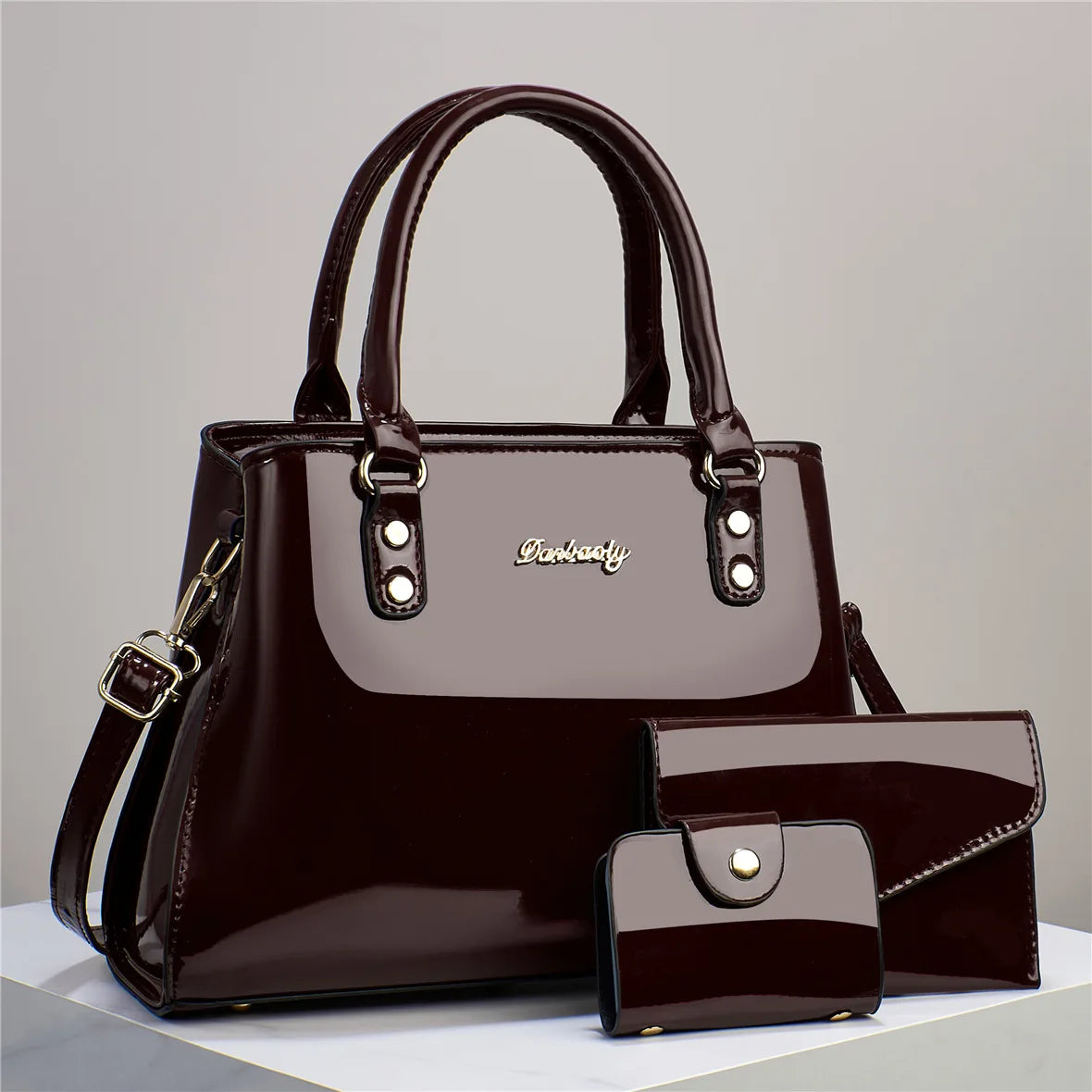 Set of 3 women's handbags in genuine leather