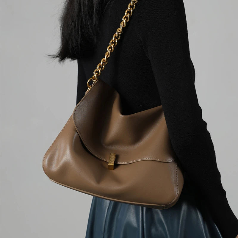 Monaco Celeste Chain Leather Satchel