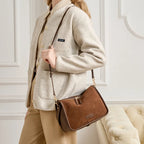 Camilla Camel Suede Flap Bag