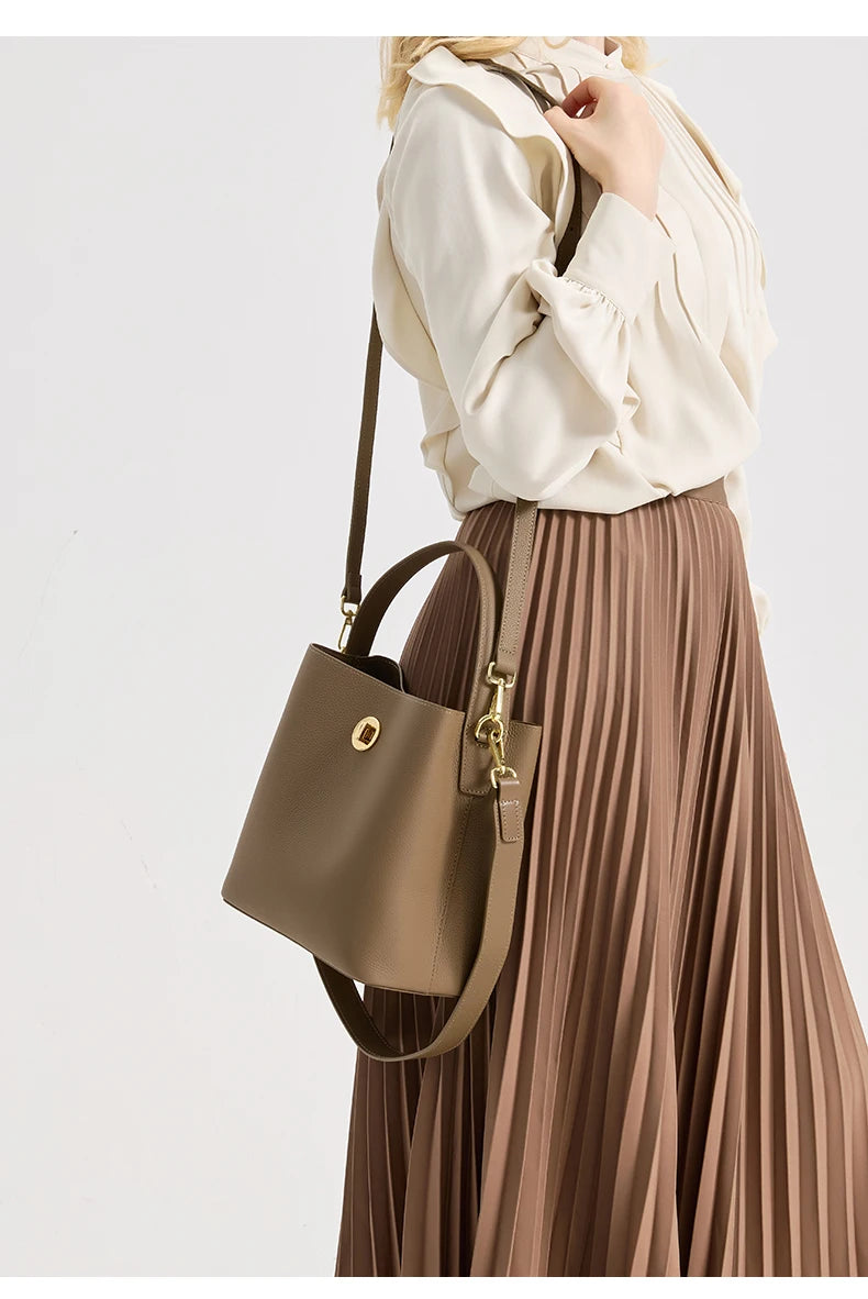 Milano Celeste Leather Bucket Tote