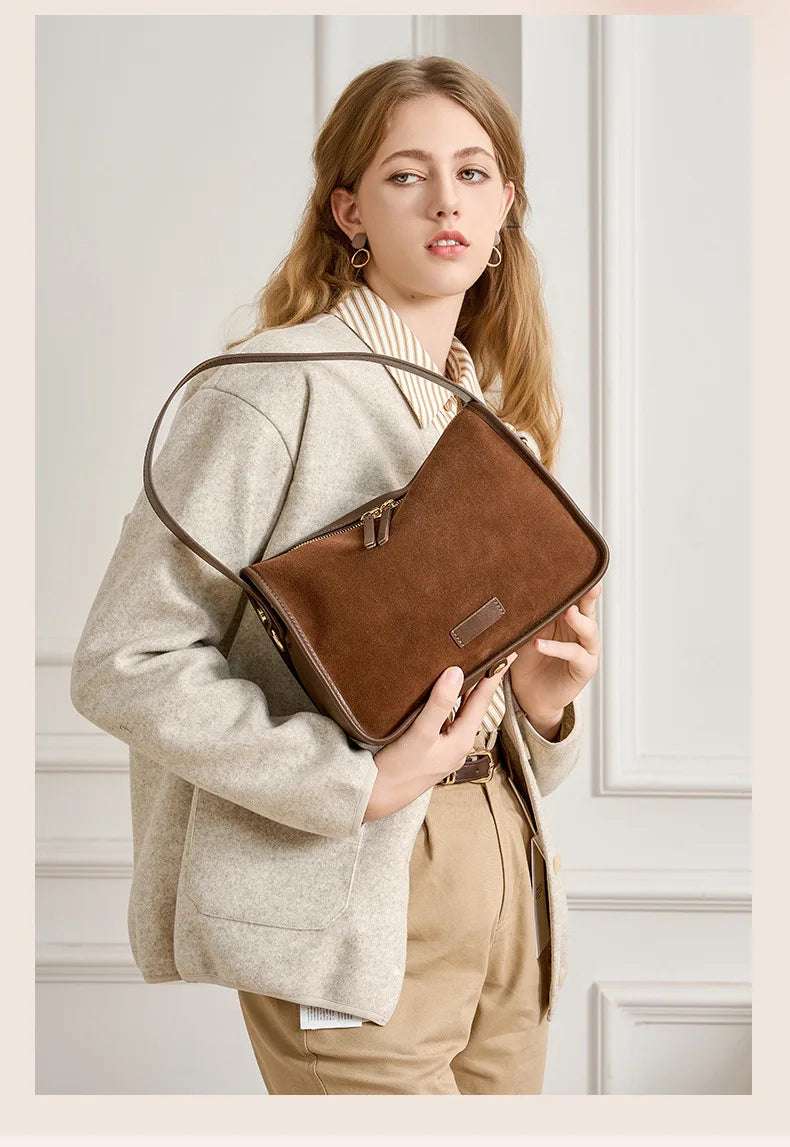 Camilla Camel Suede Flap Bag
