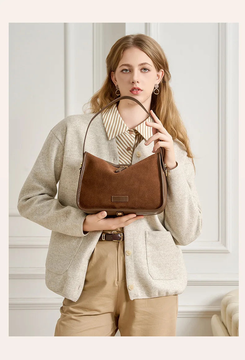 Camilla Camel Suede Flap Bag