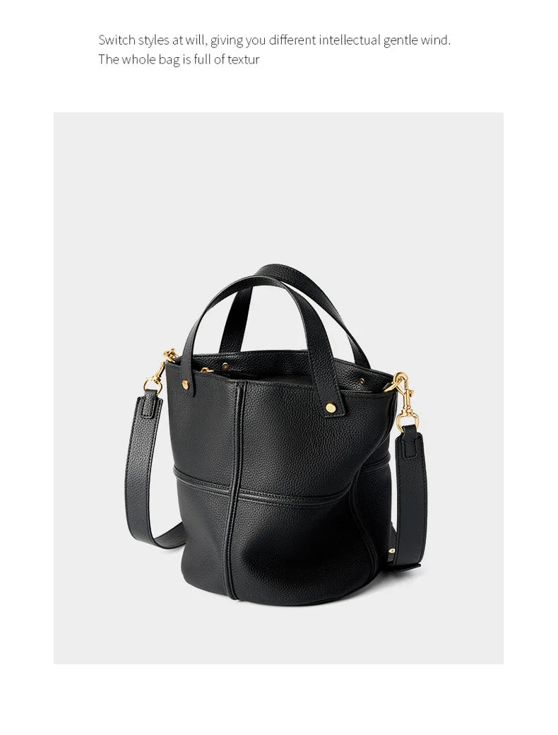 Milano Claire Leather Bucket Bag