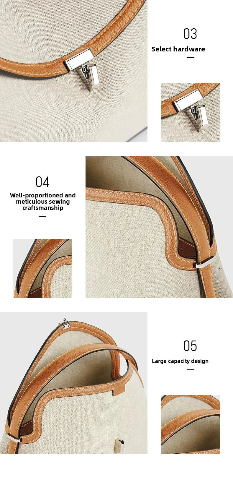 Stockholm Linea Linen & Leather Tote