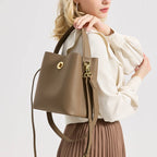 Milano Celeste Leather Bucket Tote