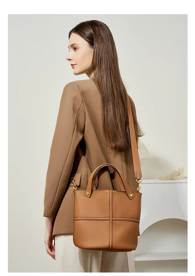 Milano Claire Leather Bucket Bag