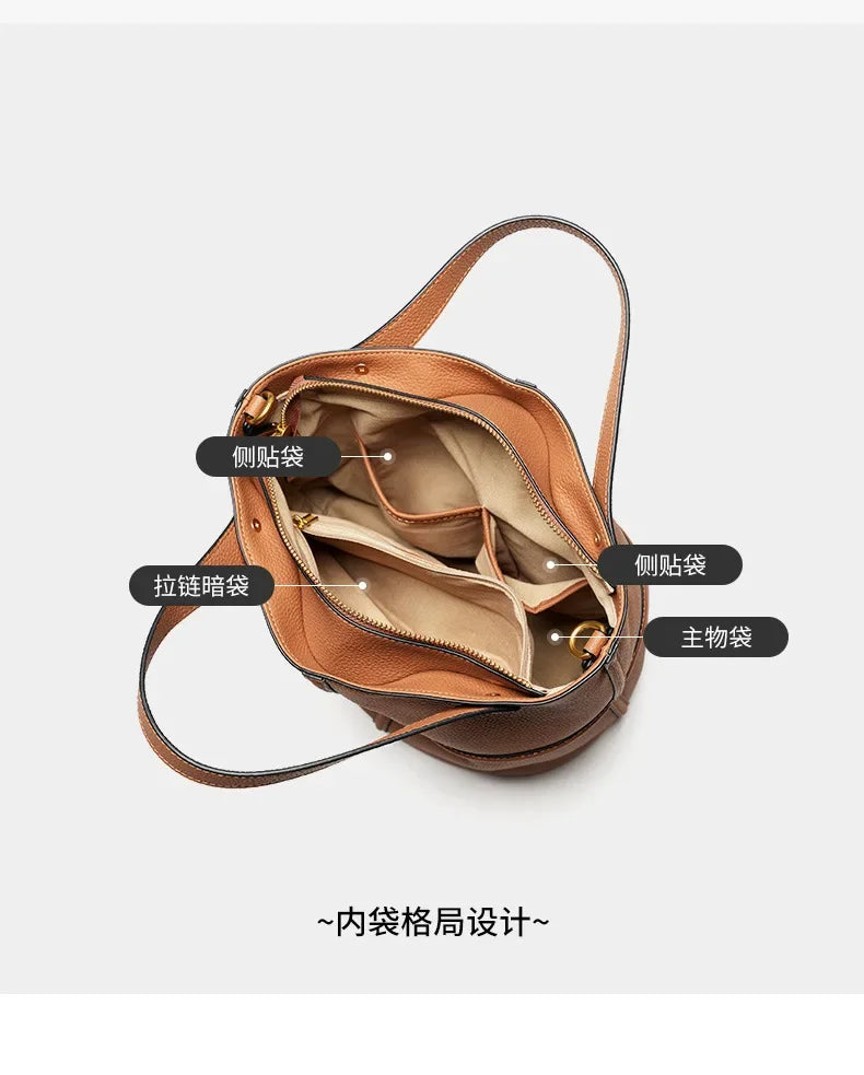 Milano Claire Leather Bucket Bag