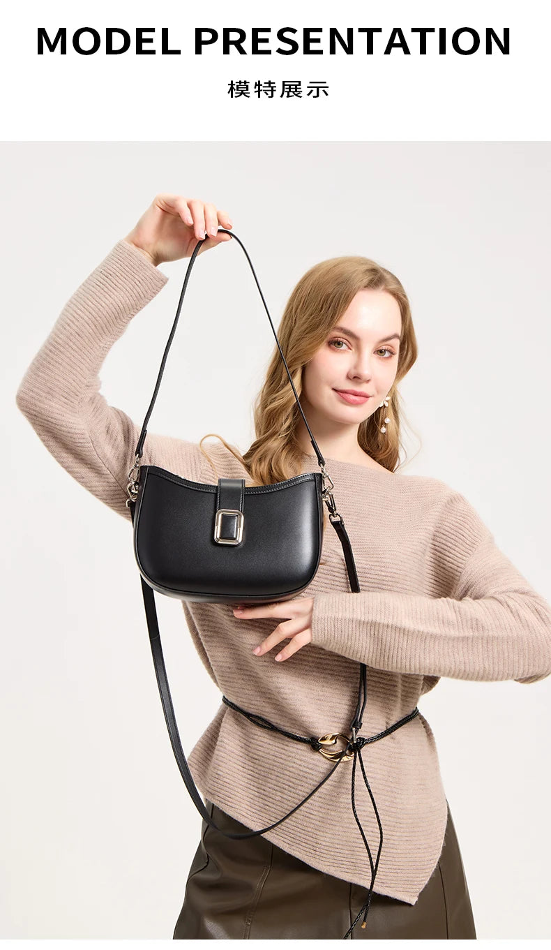 Paris Elise Leather Saddle Bag