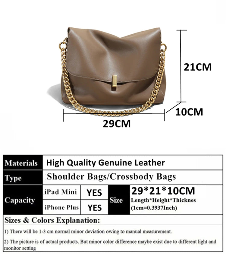 Monaco Celeste Chain Leather Satchel