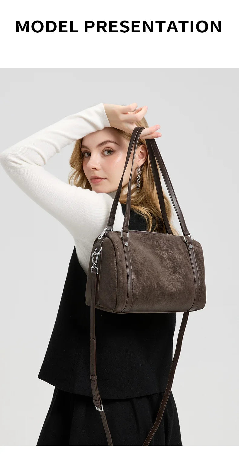 Zurich Sienna Suede Boston Bag