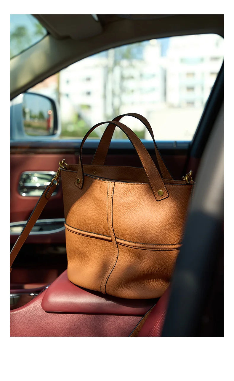 Milano Claire Leather Bucket Bag