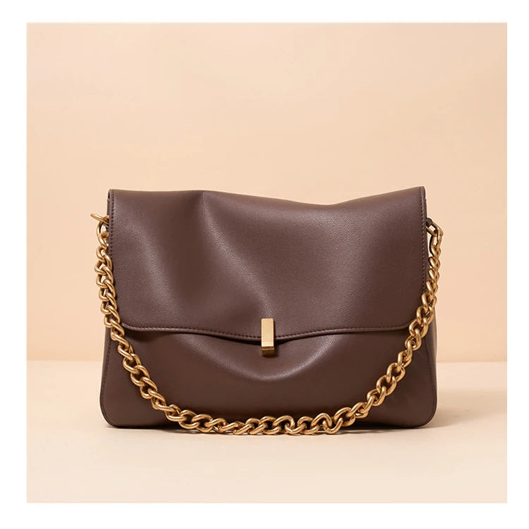 Monaco Celeste Chain Leather Satchel
