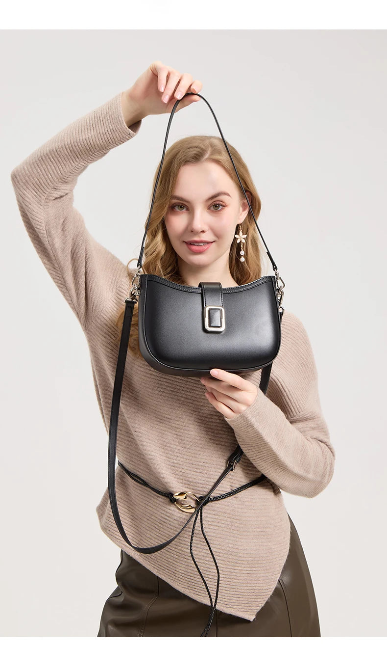 Paris Elise Leather Saddle Bag