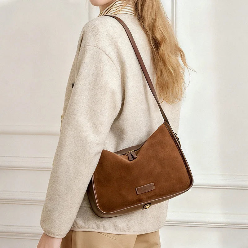 Camilla Camel Suede Flap Bag