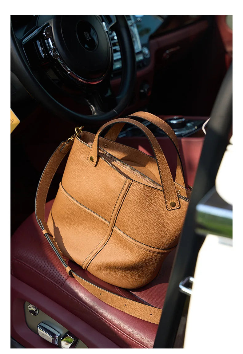 Milano Claire Leather Bucket Bag