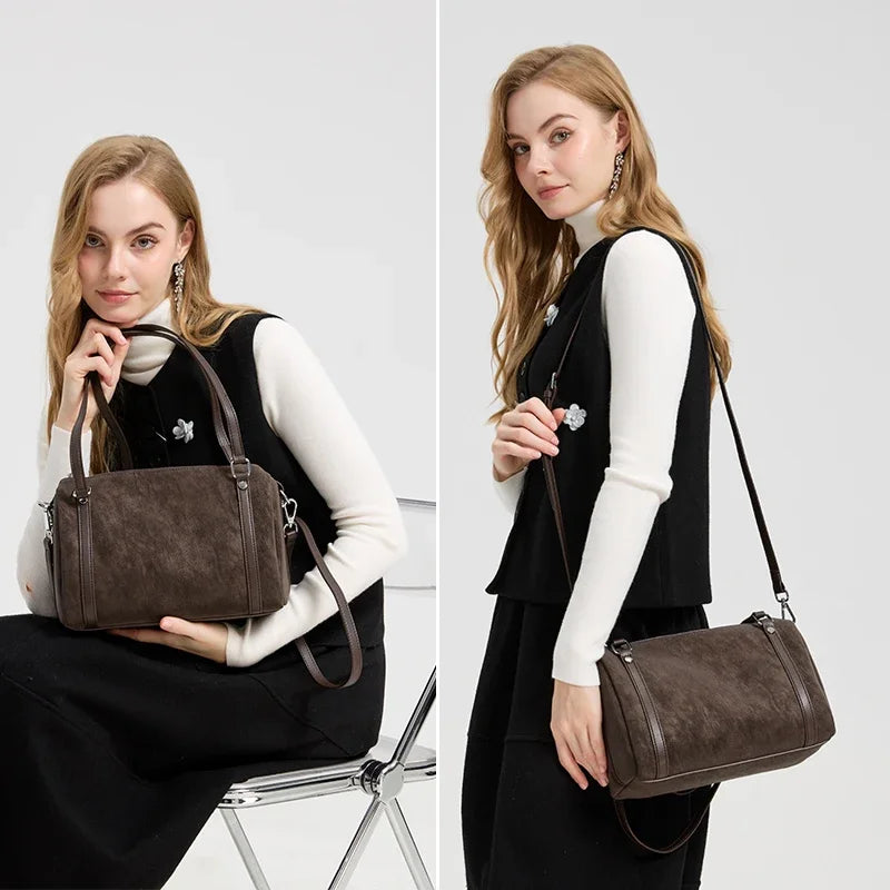 Zurich Sienna Suede Boston Bag