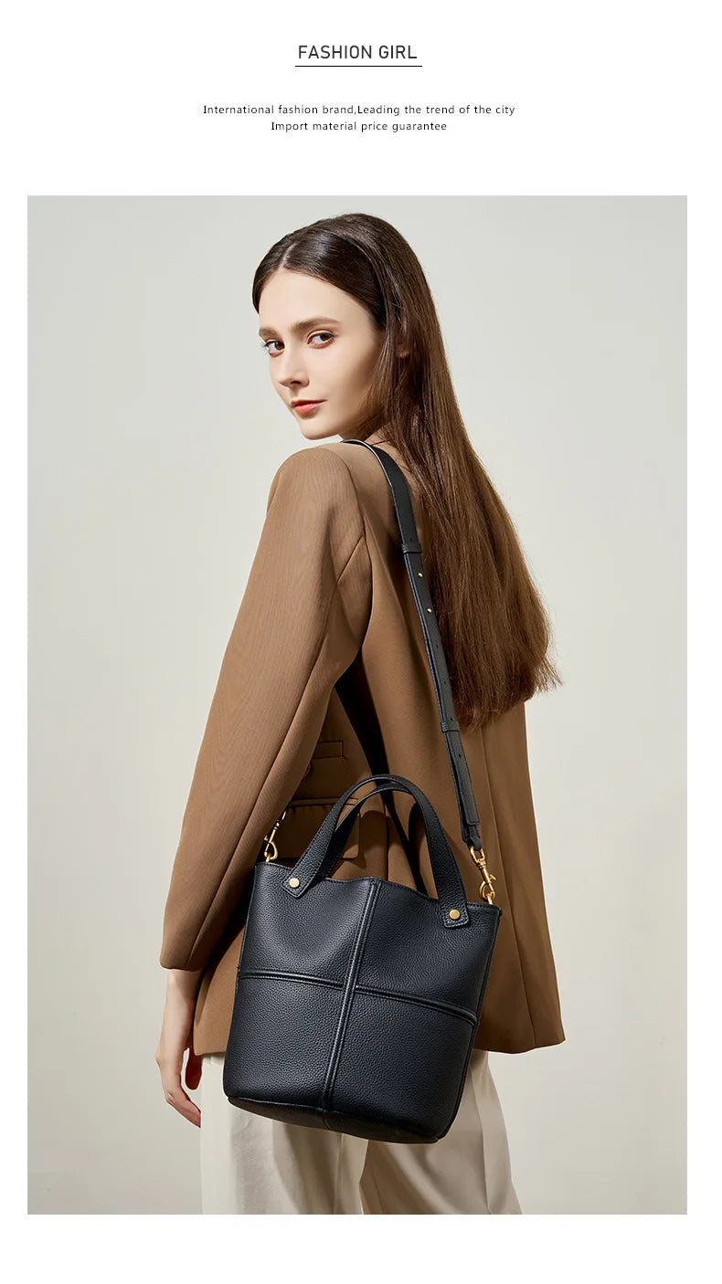 Milano Claire Leather Bucket Bag