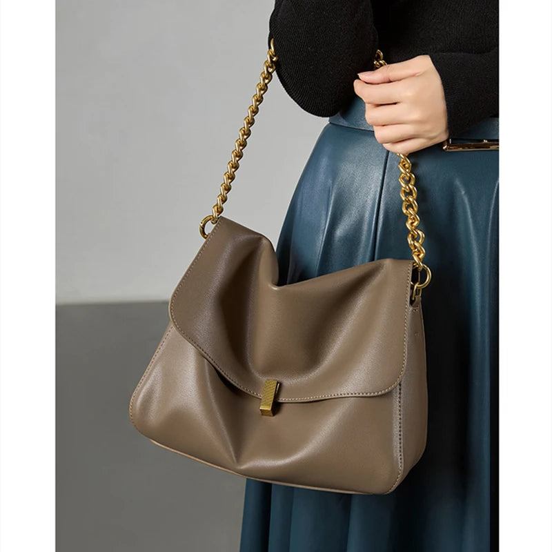 Monaco Celeste Chain Leather Satchel