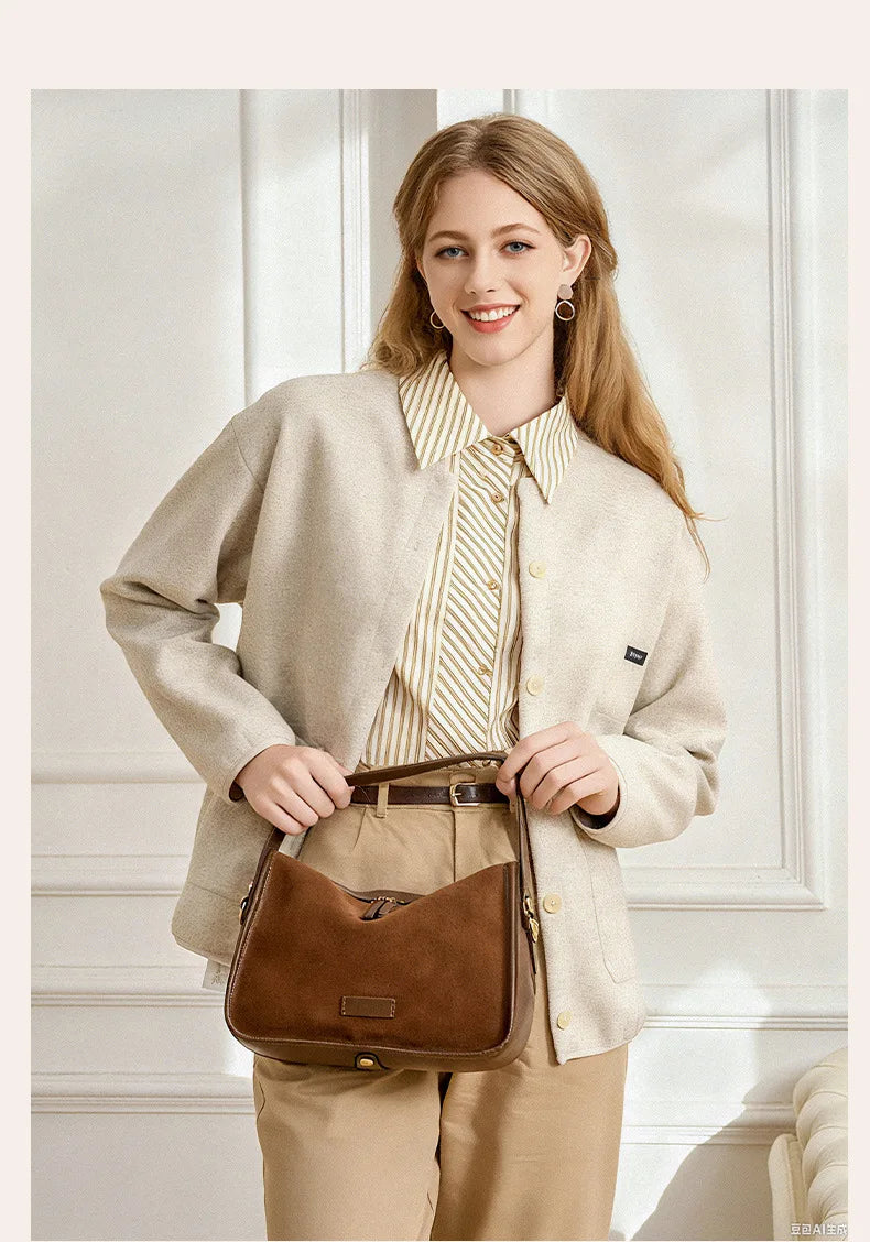 Camilla Camel Suede Flap Bag