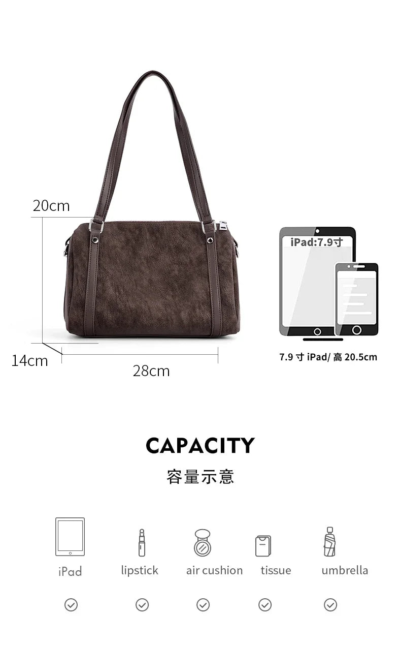 Zurich Sienna Suede Boston Bag